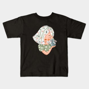 Cute Girl with a Bunny Kids T-Shirt